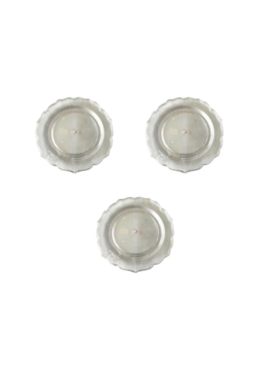 Plastik Sert Mika Şeffaf Tabak - Parti Sunum Yemek Tabağı - Yuvarlak - 26 Cm. - 6 Adetlik 3 Paket Şeffaf