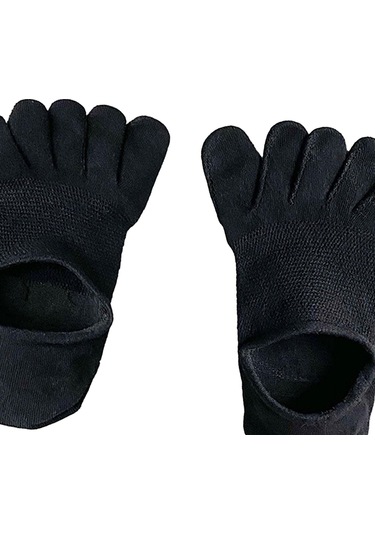 Suntek Beş Parmak Çorap Pamuklu Kaymaz İnce Koşu Siyah Siyah