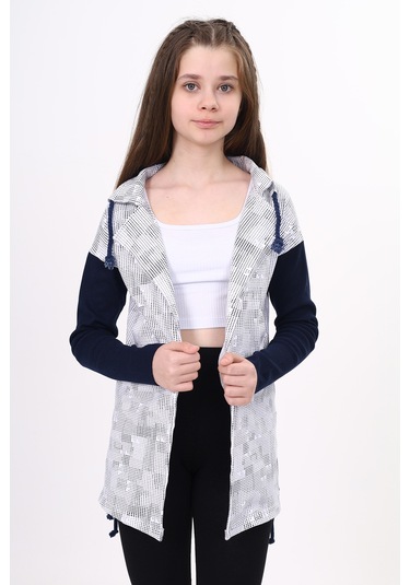 Toontoy Kız Çocuk Komple Baskılı Hırka Beyaz