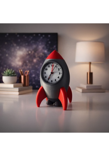 Fibrika Store Astrodecor Modern Uzay Konsept Saat Gri Kırmızı