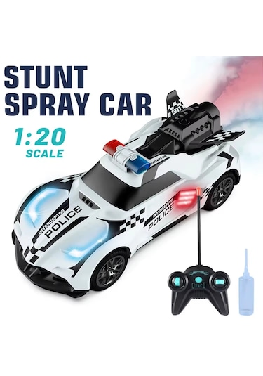 Uzaktan Kumandalı Şarjlı Duman Atan Araba 1:20 Full Fonksiyon Kumandalı Buhar Çıkaran Oyuncak Araba Beyaz