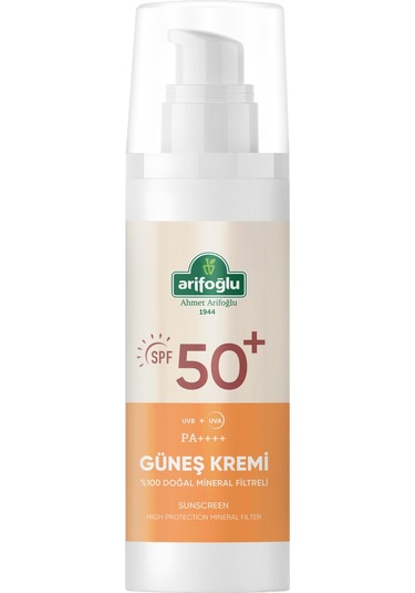 Arifoğlu Doğal Mineral Filtreli Güneş Kremi SPF50+ 100 ML