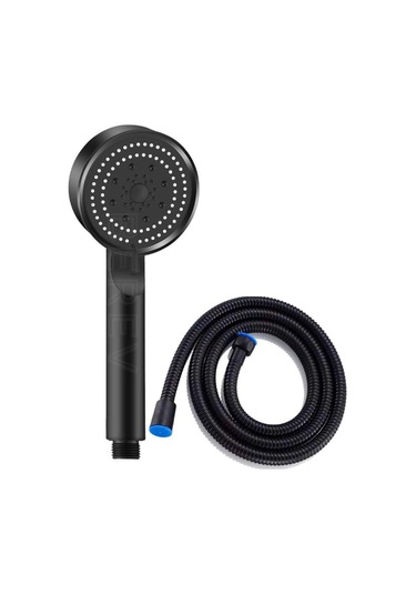 Qf Berev 5 Fonksiyonlu Yüksek Basınçlı Duş Hortum, Siyah Duş Siyah