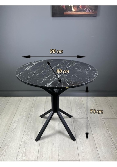 Saray Siyahmermer Yuvarlak Mutfak Masası Yemek Masa Balkon Masa Metal Siyah Ayak 80 Cm Saray Siyahmermer Yuvarlak Mutfak Masası Yemek Masa Balkon Masa Metal Siyah Ayak 80 Cm