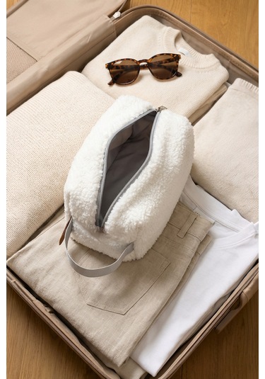 Fluffy Fermuarlı Organizer Çanta Xl Gri
