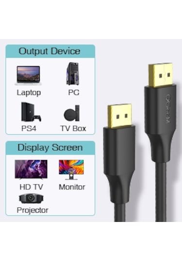 Qgeem QG-HD16 DP 4K / 60Hz HD Video Adaptörü Kablosu 1 Metre