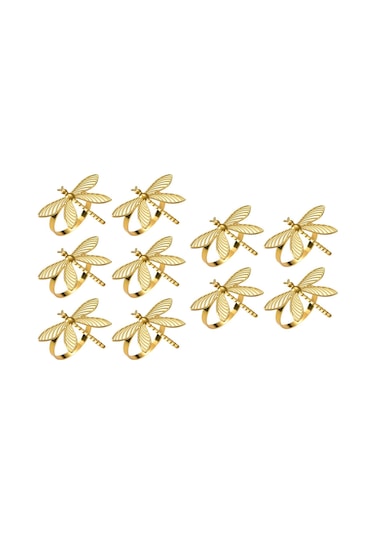 Homyl 10 Adet Yusufçuk Peçeteli Yüzükler Peçete Tutucuları Altın