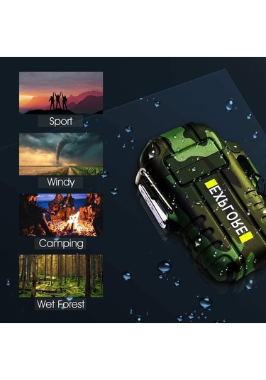 Aubyhe Usb Şarjlı Su Geçirmez Çift Ark Elektrikli Çakmak, Led Fenerli, Alevsiz, Manav/barbekü Işığı Çok Renkli