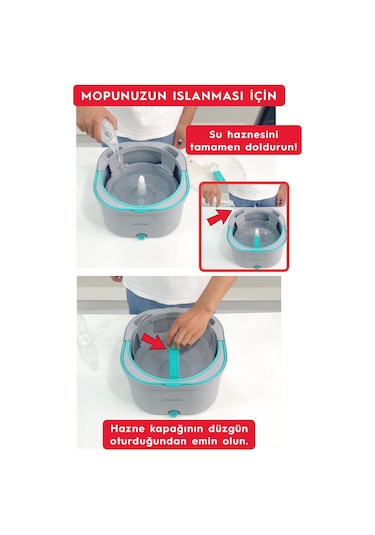 Smarter Aqua Max Ve Üçgen Aparat Temiz & Kirli Suyu Ayırma Temizlik Seti Mop Paspas Cam Sileceği