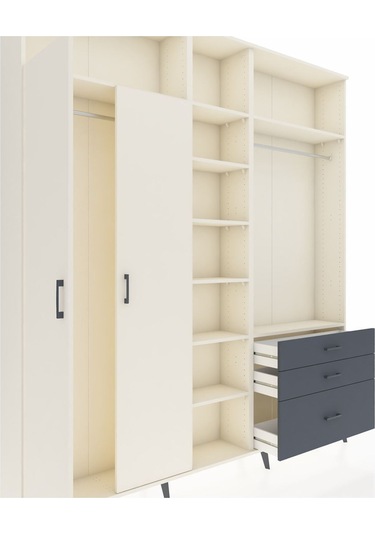 Arges Dolap 9 Raflı 3 Çekmeceli 2 Askılı 220x30x243 Aytaşı-aytaşı/antrasit Aytası/antrasıt