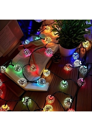 Fastbuy Türkoshop11 20 Led Metal Küre Sıcak Beyaz Bahçe Işıkları, 8 Modlu Ip54, Dayanıklı Dış Mekan Aydınlatma Sıcak Beyaz