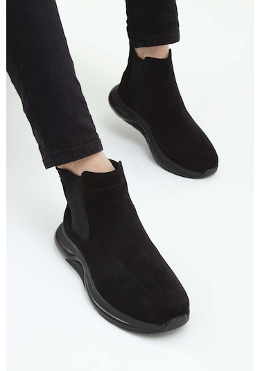 Tamer Tanca Erkek Hakiki Deri Siyah Süet Casual Bot 381 16196 Erk Bot Sk22/23 Sıyah Suet Siyah