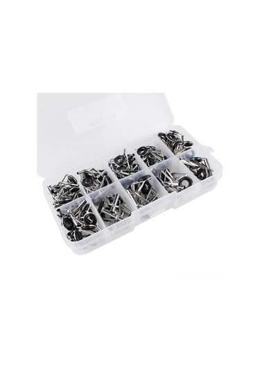 Neevoyu Lixada 80 Adet Olta Ucu Tamir Seti: Çelik Seramik Göz Yüzükleri, Olta Kılavuz Tamiri İçin Farklı Boyutlar 1.5-3.5mm