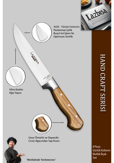 Hand Craft Pro Serisi Mutfak Bıçak Seti 8 Parça Mfp-452 Ahşap - Siyah