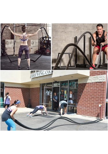 Ckspor Dayanıklı Kılıflı Antrenman Halatı 10 Metre 36 Mm Battle Rope Crossfit Dayanıklılık Güç Antrenmanı