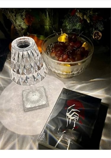 Dekoratif Ledli Usb Şarjlı Dokunmatik Kristal Led Masa Abajur Rgb Şeffaf