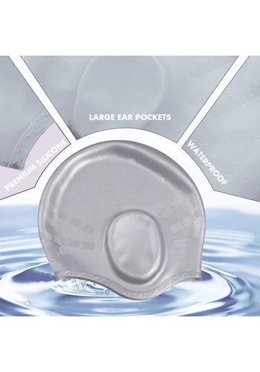 2'li Paket Yüzme Bonesi, Kulak Kapağı Yüzme Bonesi Yüzme Bonesi Silikon Su Geçirmez, Kulak Tıkacı İle Unisex Yetişkinler Kadınlar Erkekler İçin