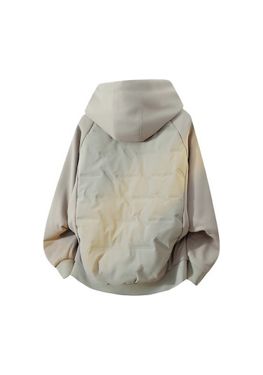 Yeni Grafen Kalınlaştırılmış Gündelik Kapüşonlu Erkek Patchwork Pamuklu Ceket Siyah