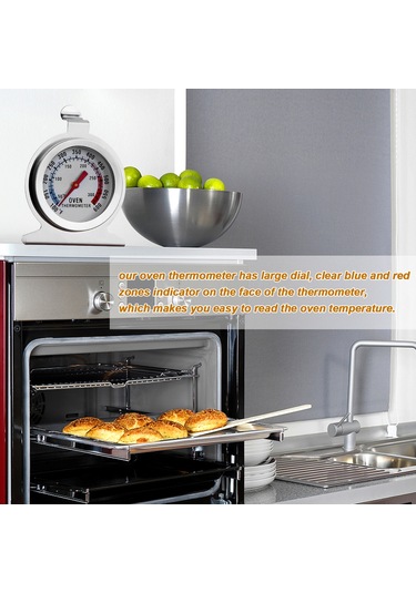 Singree Paslanmaz Çelik Fırın Termometresi, 50-300 C/100-600 F Aralığında Çift Ölçekli, 7x6cm, Tek Adet