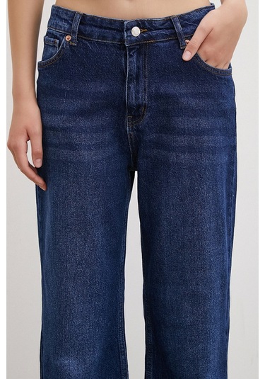 Never More Yüksel Bel Wide Leg Jean Lacivert Lacivert