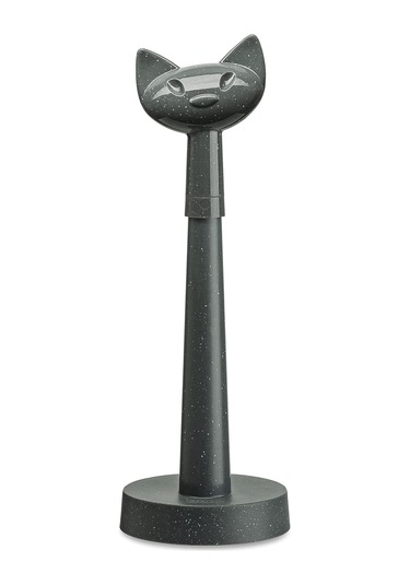 Kedi Başlıklı Gri Tuvalet Kağıdı Rulo Tutucu Siyah