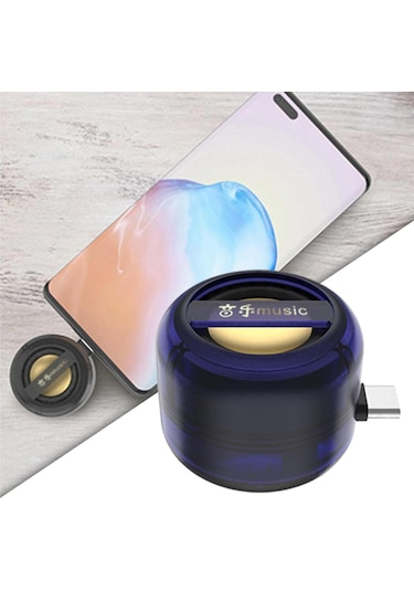 Mini Telefon Hoparlörü, Hoparlörle Şarj Edilebilir Fiş, Telefon Kompakt, Mavi, 41x41x34mm