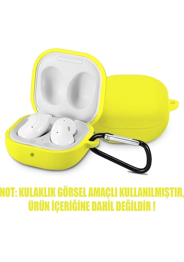 Samsung Galaxy Buds Live - Galaxy Buds Fe Yumlu Mat Silikon Kılıf+kanca Sarı