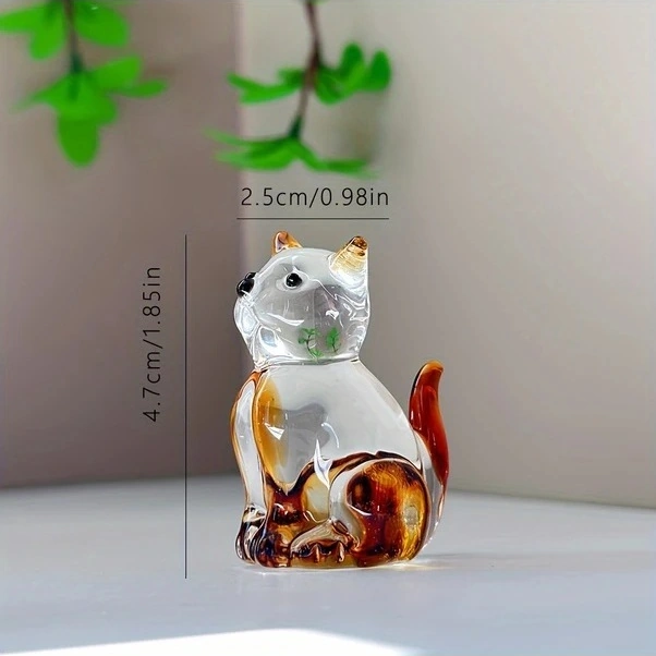 Trendooze Yeşil Kristal Kedi Heykeli, Masüstü Dekor, Hediye, Sunshine022 Yapımı