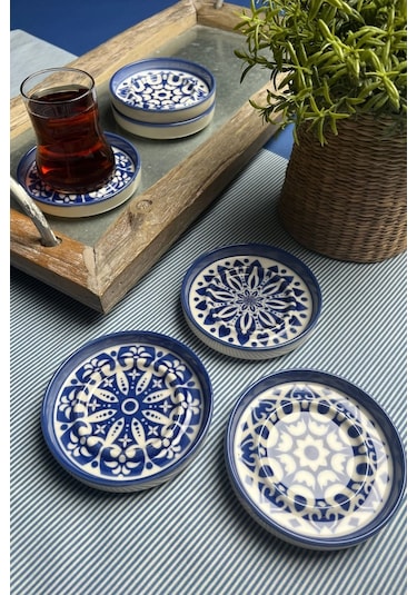 Tabak Evi Stoneware Mozaik Blue Sefa 6 Lı Çay Tabağı 10cm Çok Renkli