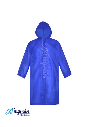 Myrain Kapüşonlu Çıtçıtlı Eva Yağmurluk Mavi