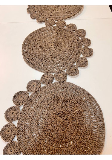 Finezza Hasır Handmade Örme Naturel Brown Runner 100 Cm - 1490