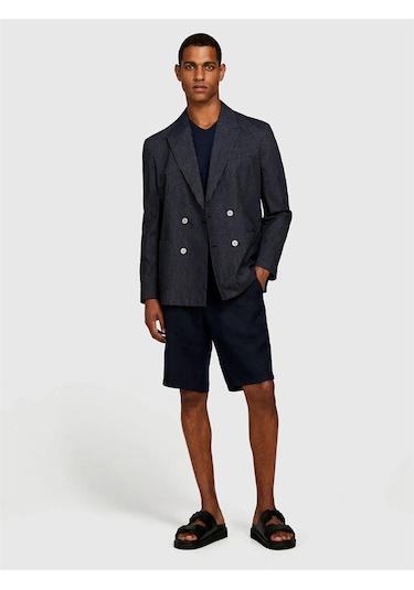 Sisley %100 Keten Slim Fit Bermuda Şort Erkek Lacivert Şort - 325p4aghs9010