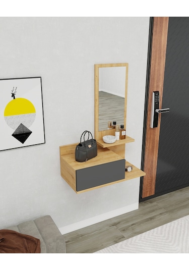 Arnetti Rozella Aynalı Duvara Monte Dresuar Antrasit Safirmeşe Antrasit - Safirmeşe