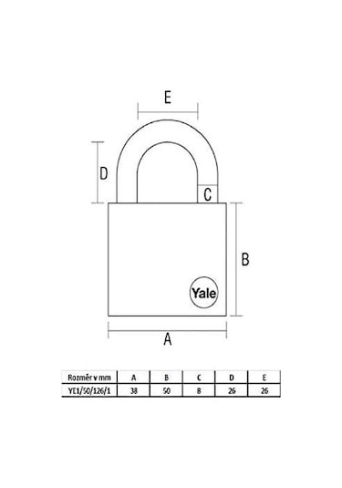 Yale Essential Serisi 50 Mm Prinç Sarı Asma Kilit