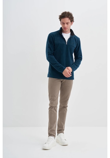Cazador Yarım Balıkçı Yaka Kalın Polar Regular Fit Sweatshirt-56320 Petrol Cazador Yarım Balıkçı Yaka Kalın Polar Regular Fit Sweatshirt-56320 Petrol