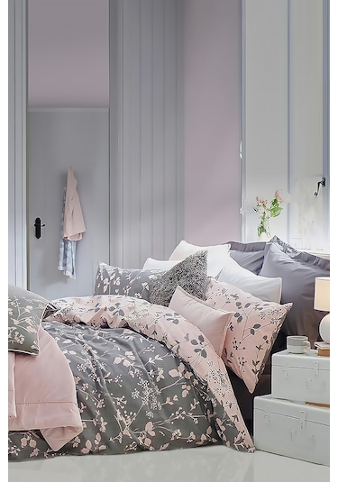 Always Ranforce Çift Kişilik Çift Taraflı Nevresim Takımı Pera Gri