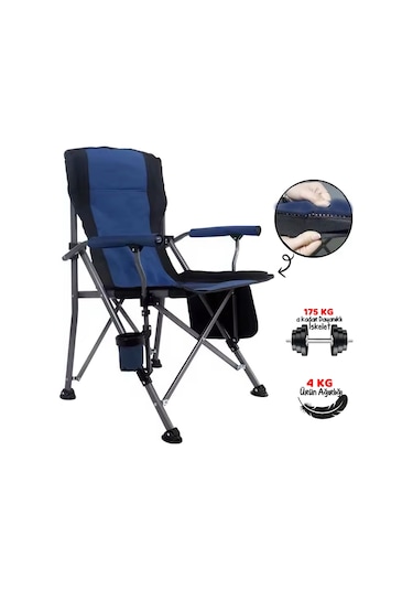 Efsane Kamp - Profesyonel Fold&go Katlanır Kamp Sandalyesi Mavi Çok Renkli