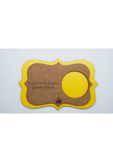 Ahşap Mdf Lazer Kesim Renkli Kahverengi 6 Lı Kahve Fincan Atlığı, Bardak Altlığı, Sunum Açık Kahverengi