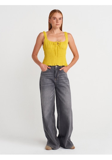 Dilvin 50867 Askılı Bluz-sarı Sari