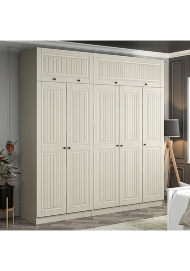 Kale 5 Kapaklı 2 İç Çekmeceli Dolap Ve Yüklük Kumtaşı Mebran İlkbahar 235cm Bej