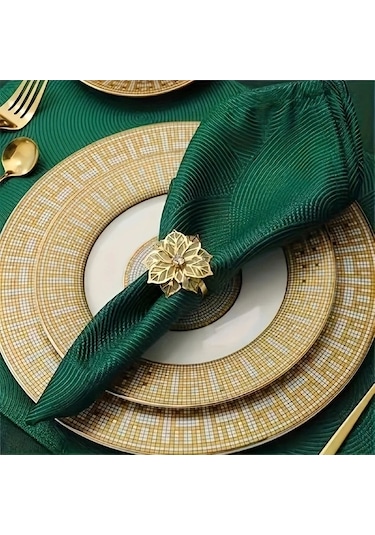 Trendooze Sunshine022 2 Adet Altın Çiçek Metal Peçetelik Yüzük, Düğün Dekorasyonu Altın