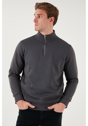 Buratti Pamuklu Regular Fit Dik Yaka 2'Li Paket Erkek Sweat 59052592S2 Antrasit-Antrasit