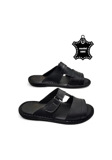 Tamamen Hakiki Deri Ve Topuk Yastıklı Sistemli Ortopedik Erkek Terlik Siyah-40 Siyah Tamamen Hakiki Deri Ve Topuk Yastıklı Sistemli Ortopedik Erkek Terlik Siyah-40 Siyah