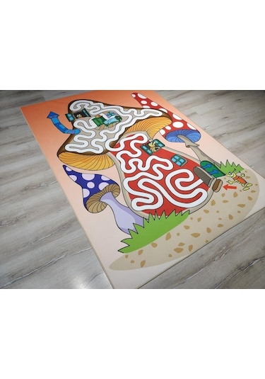 Doğuş 3Boyutlu Halı 3D-918 Mantar Ev 100X140 Cm Çocuk Halısı Çok Renkli