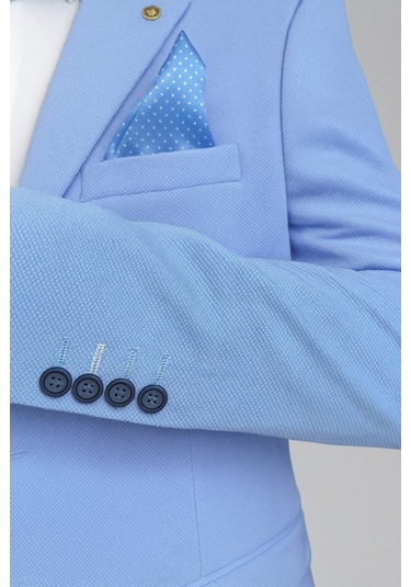 Açık Mavi Erkek İtalyan Kesim Tek Düğmeli Blazer Ceket Günlük Ve Şık Kombinler İçin Açık Mavi