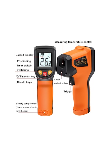 Fırın Mutfak Endüstrisi İçin Njty Dijital Ekran Yüksek Hassasiyetli Kızılötesi Termometre, Spec: T400