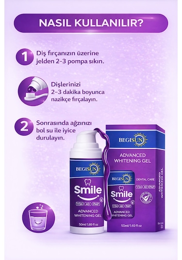 Begisun Leke Karşıtı Diş Beyazlatıcı Mor Jel 50 ML
