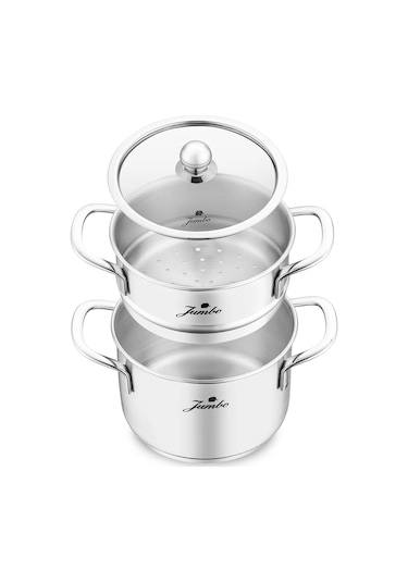 Jumbo New Baby Steel 6 Parça Çelik Mini Tencere Seti Gri