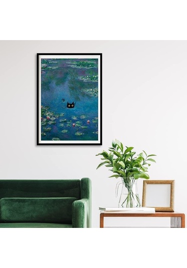 Claude Monet Nilüferler Kara Kedi Posteri Çerçevesiz