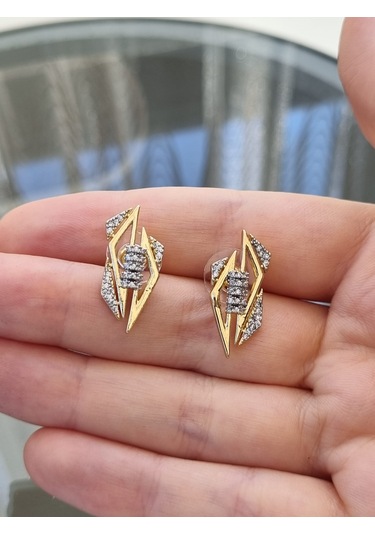Geometrik Tasarım Modern Küpe Altın